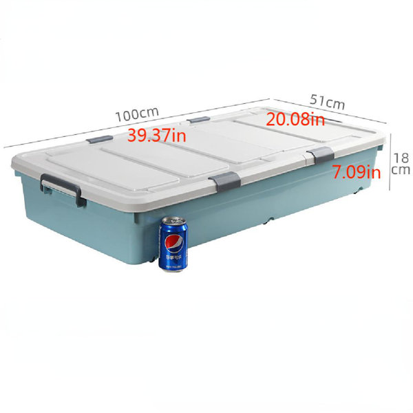 Camen Home Storage Box Under Bed Flat Drawer With Wheel Storage